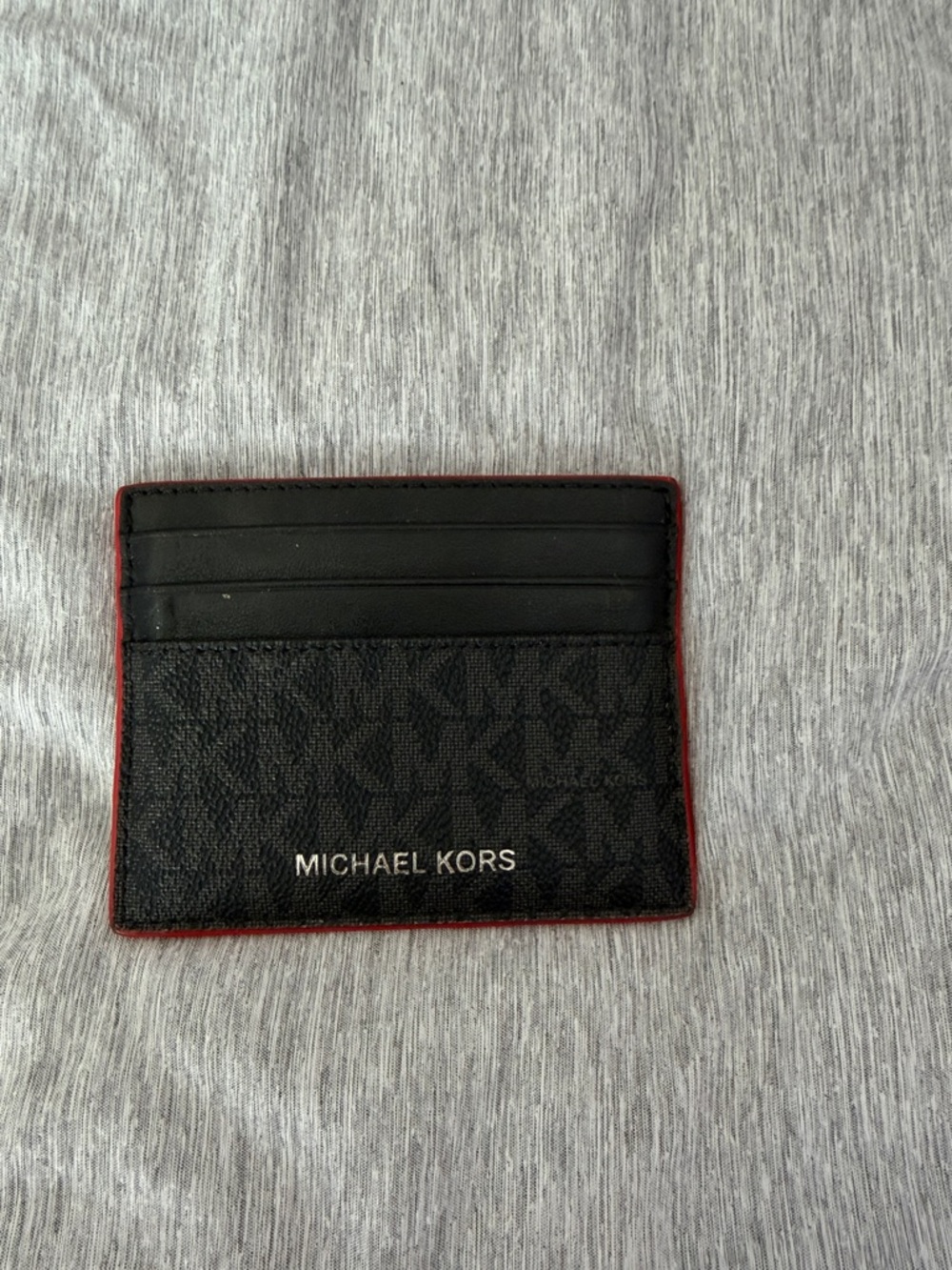 Michael Kors Black Card Holder with Red Trim
